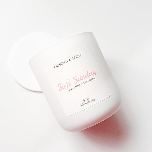 Soft Sunday Luxury Candle in Soft Vanilla + Sheer Musk