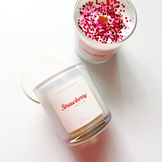 Strawberry Milk Luxury Candle in Strawberries + Vanilla Cream